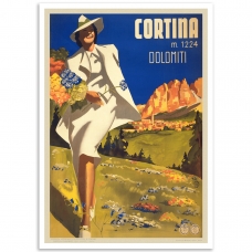 Vintage Travel Poster - Cortina 1224m Dolomiti